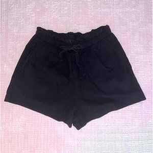black linen drawstring shorts